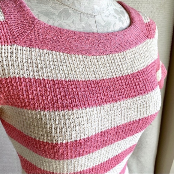 Vintage 60s 70s Easter BARBIE Dress S/M Knit Pink Striped Mini Pink White Stripe - Picture 2 of 8